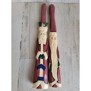 Folk art tall Santa mistletoe pencil set Xmas home decor figure unique